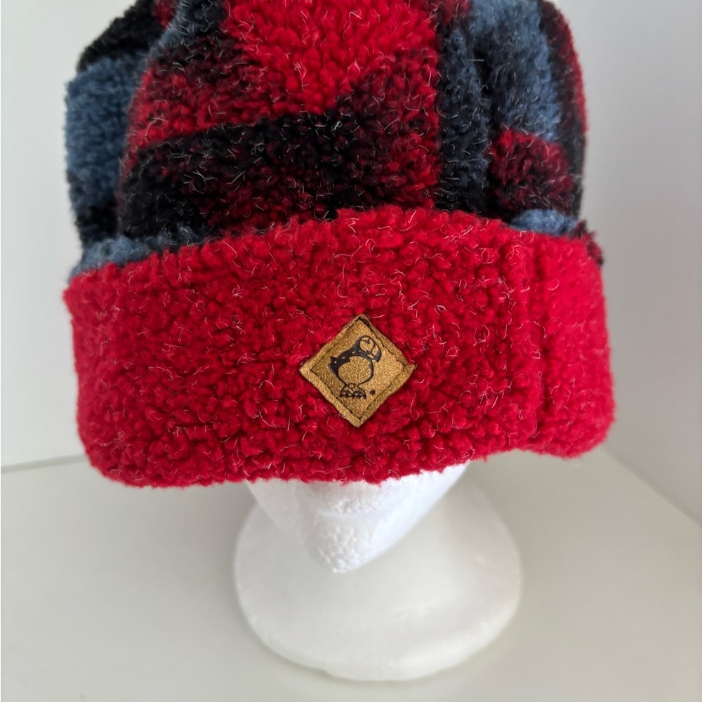 NWOT Puffin Brand Logo Patch Fleece Fuzzy Snowboard Beanie Cap - Picture 6 of 6